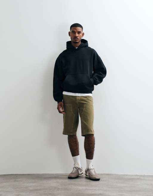Jordan chest logo oversized heavyweight hoodie in black, 4 of 5