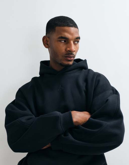 Jordan chest logo oversized heavyweight hoodie in black, 5 of 5