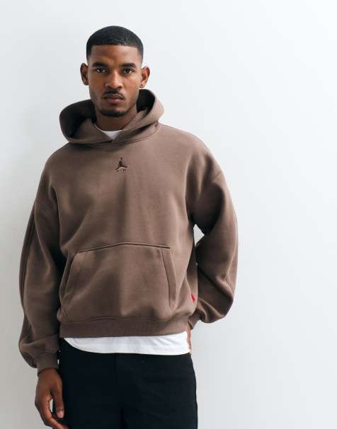 Jordan chest logo oversized heavyweight hoodie in brown - view 1