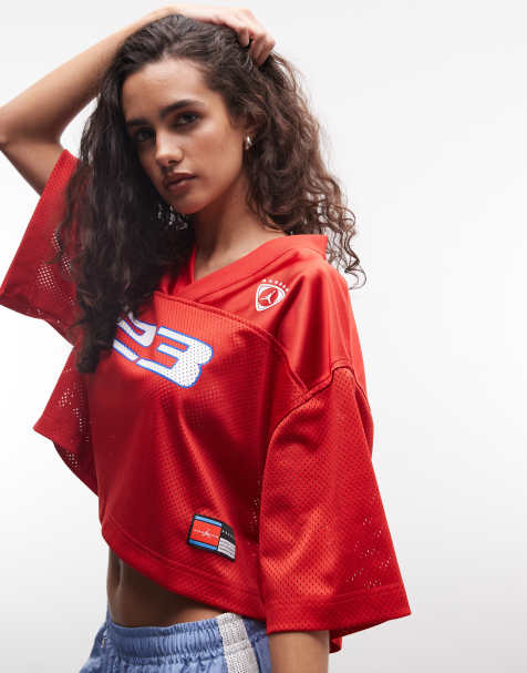 Jordan - Cropped jersey top in rood - view 1