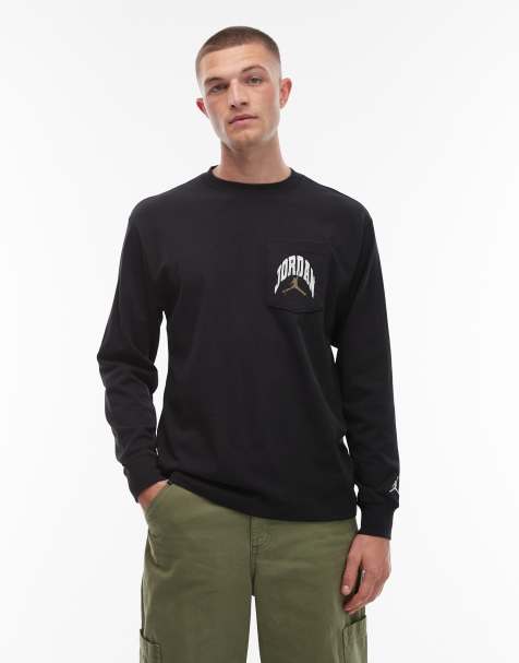 Jordan long sleeve t-shirt with pocket detail in black