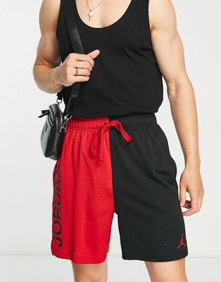Jordan dri-fit spliced mesh shorts in black/red