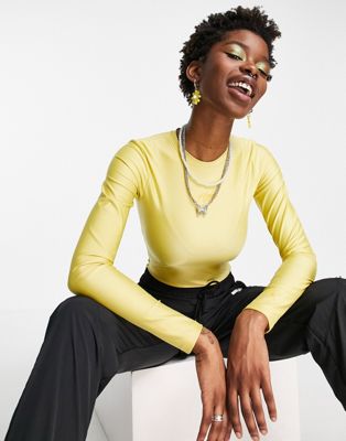 Jordan essential bodysuit in shiny yellow gold - ASOS Price Checker