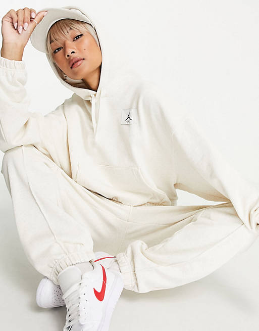Jordan essential fleece pull over hoodie in off white