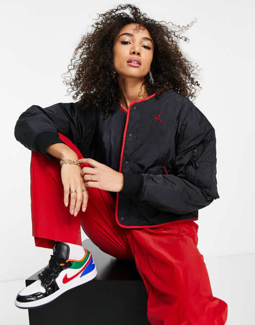 Jordan essential flight jacket in black and red