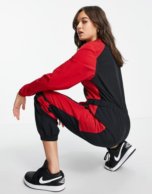 NWD - NIKE AIR JORDAN red stripe Loose Wide Leg Flight Jumpsuit