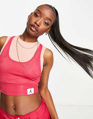 Jordan Jordan essential layered crop vest in hibiscus red