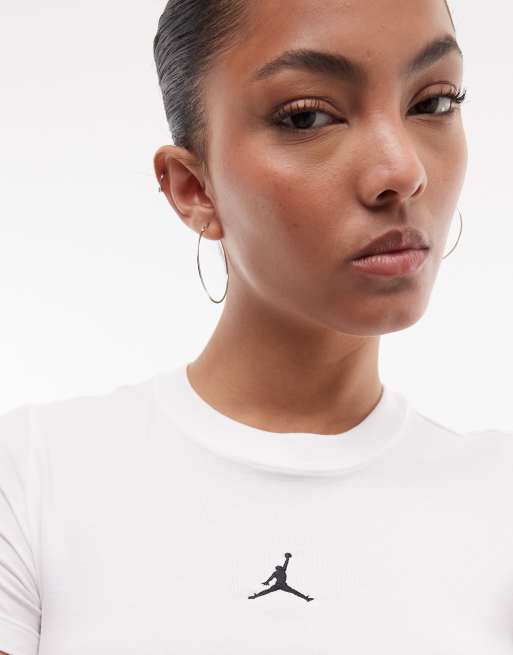 Jordan Essential short sleeve cropped T-shirt in white, 2 of 4