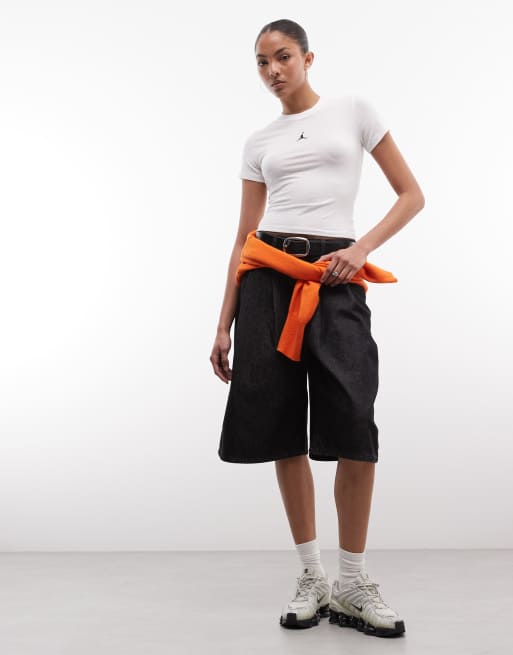 Jordan Essential short sleeve cropped T-shirt in white, 3 of 4