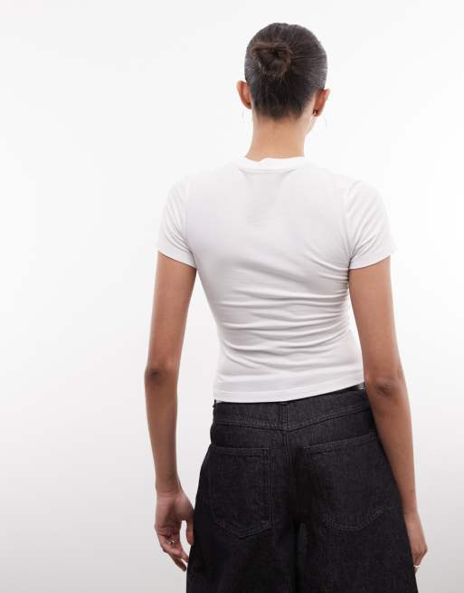 Jordan Essential short sleeve cropped T-shirt in white, 4 of 4