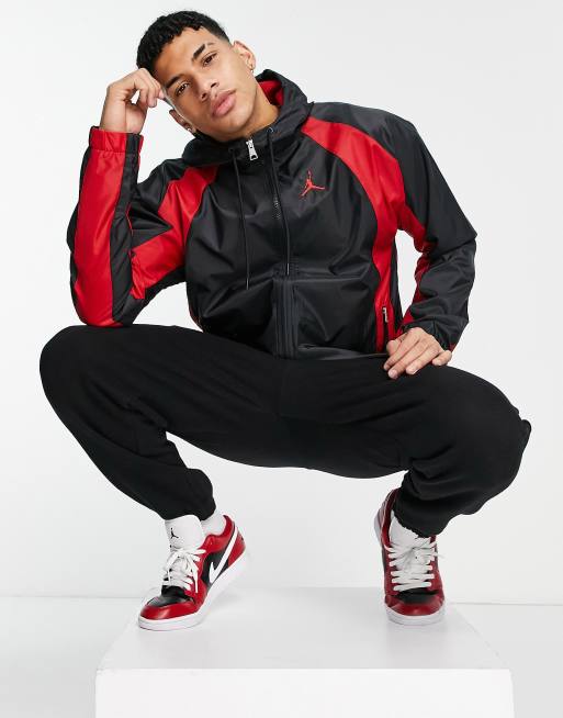 Jordan Essential Veste coupe vent tiss e Noir et rouge