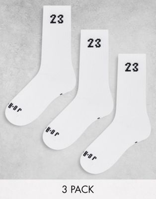 Jordan Essentials 3 pack length socks in white