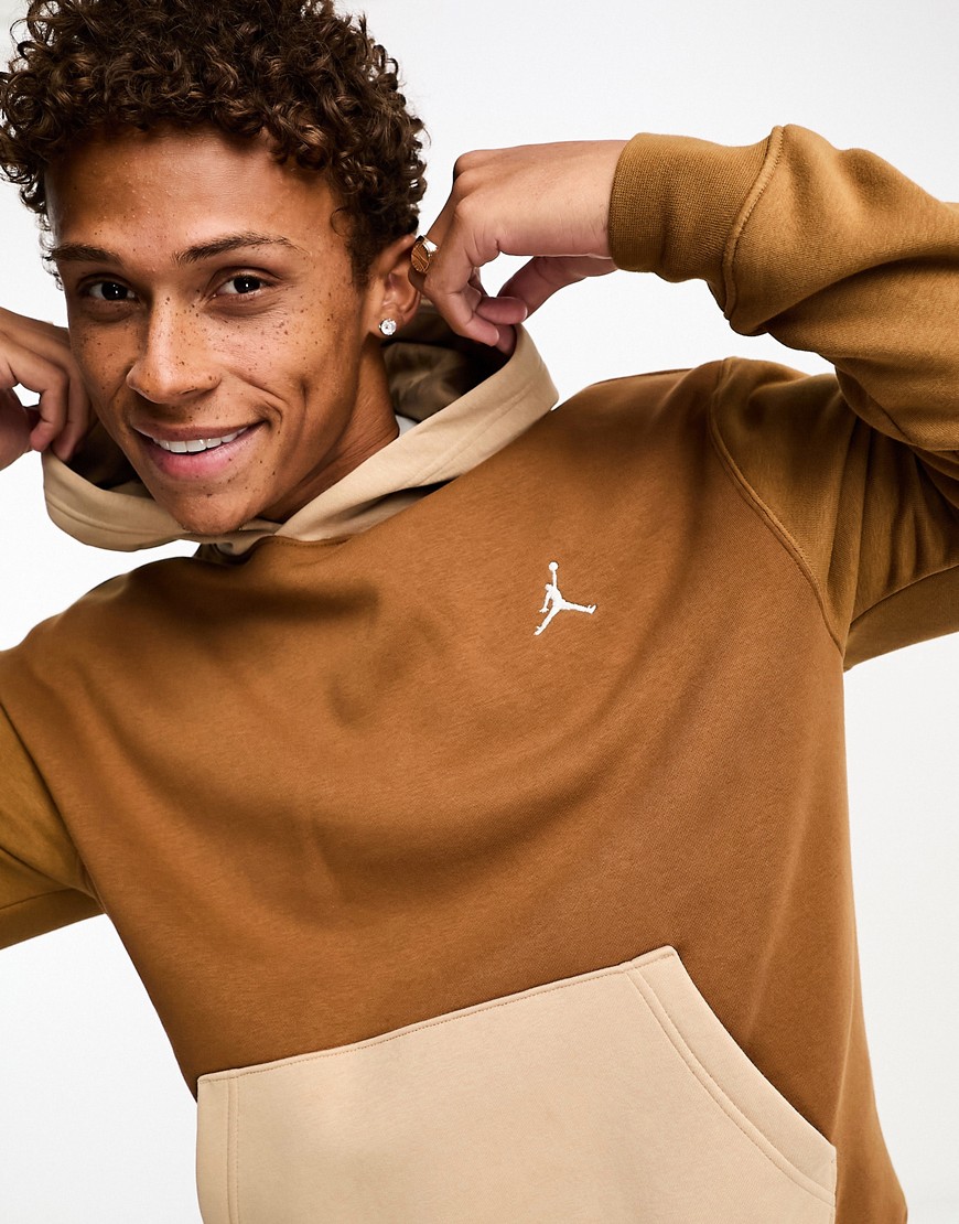 Jordan Essentials fleece hoodie in brown and beige- BROWN