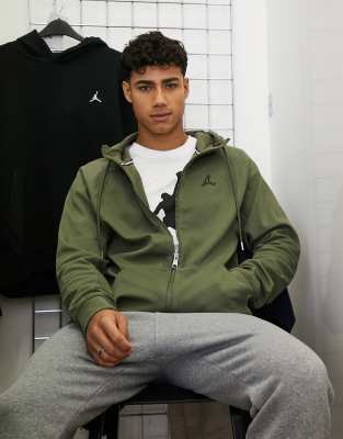 Jordan Essentials heavyweight warmup zip hoodie in khaki  - ASOS Price Checker