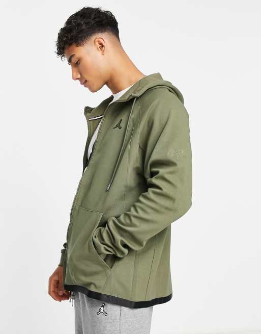 Jordan Essentials heavyweight warmup zip hoodie in khaki