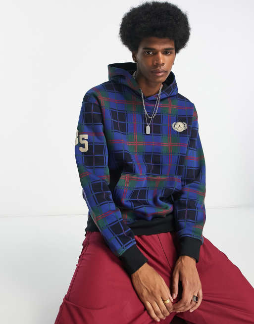 Green checkered outlet hoodie