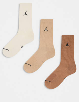 Jordan Jordan everyday 3-pack socks in brown multi