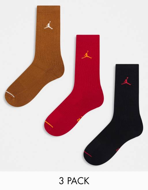 Jordan – Everyday – 3er-Pack Socken in mehreren Farben wie Braun und Rot