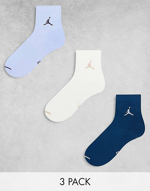 Jordan everyday cushion 3 pack ankle socks in blue | ASOS