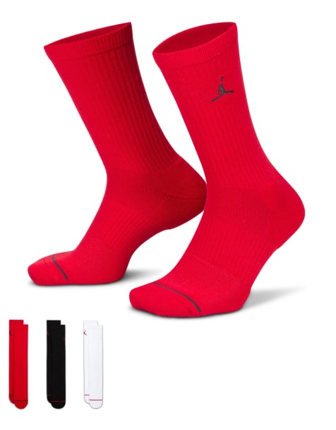 Jordan- Everyday Cushioned - Lot de 3 paires de chaussettes - Rouge/noir/blanc - view 1