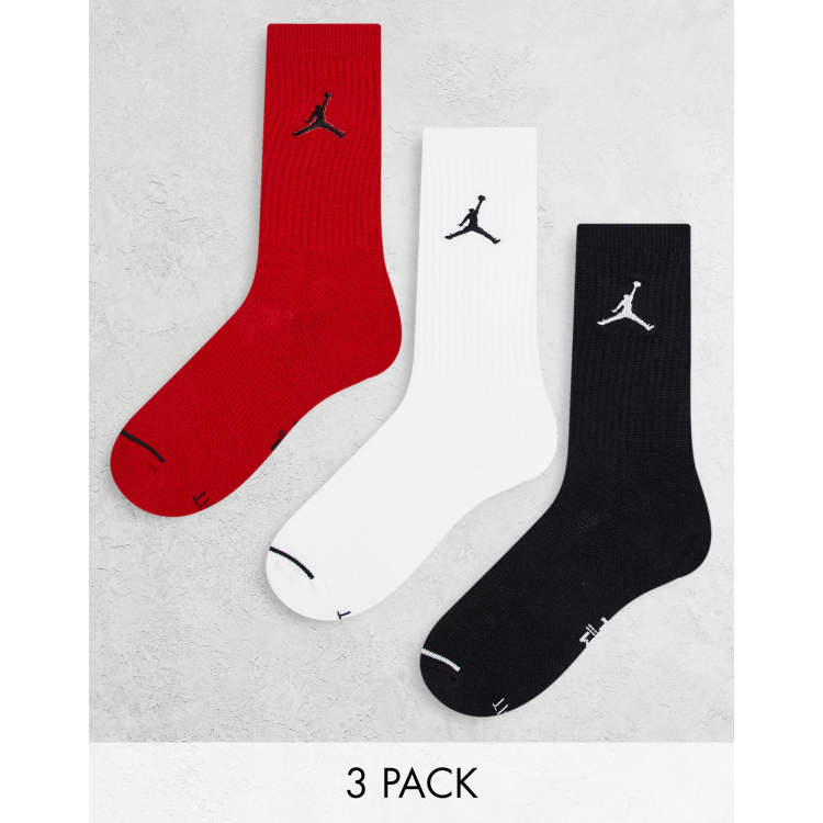 Jordan Everyday Max 3 pack socks in black white red ASOS