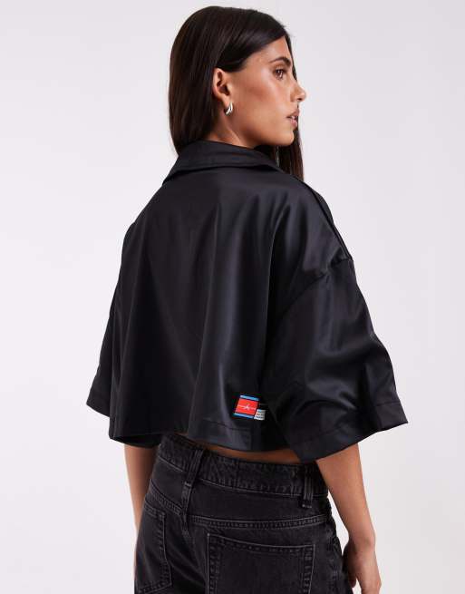 Jordan FC woven cropped graphic shirt in black, 4 of 4