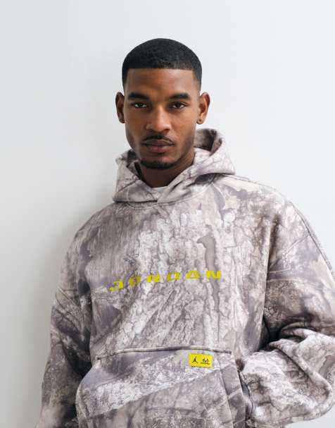 Jordan felpa con cappuccio oversize pesante con stampa mimetica Real Tree beige - view 1