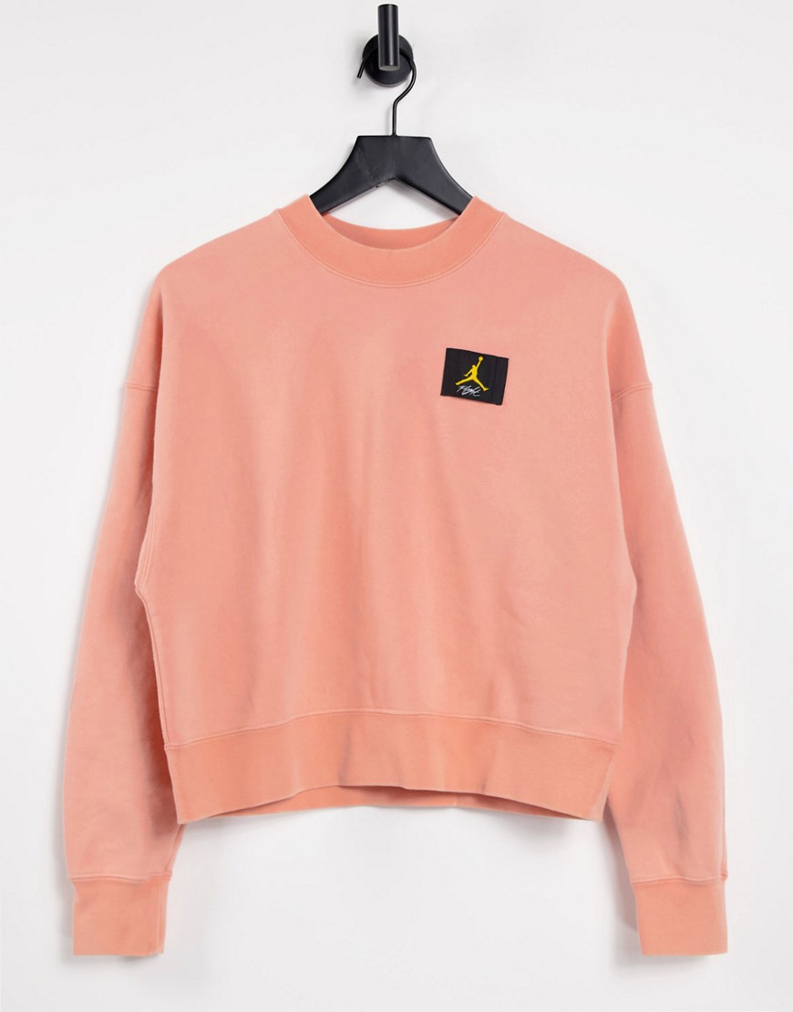 Jordan fleece sweatshirt in peach with crew neck-Orange