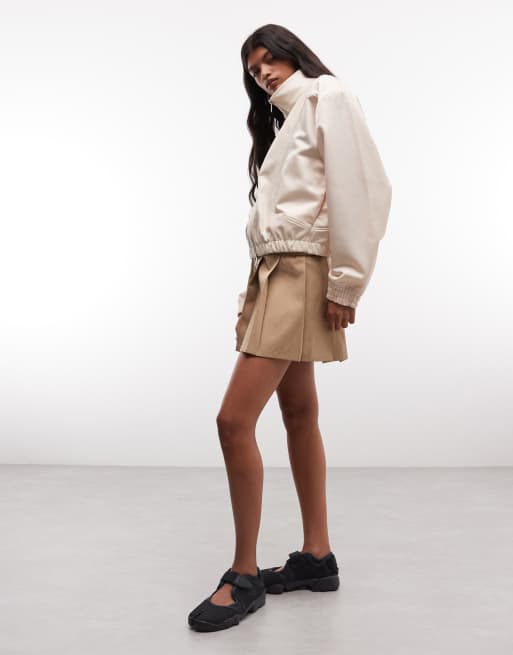 Jordan Flight bomber in pelle sintetica color crema, 4 di 4
