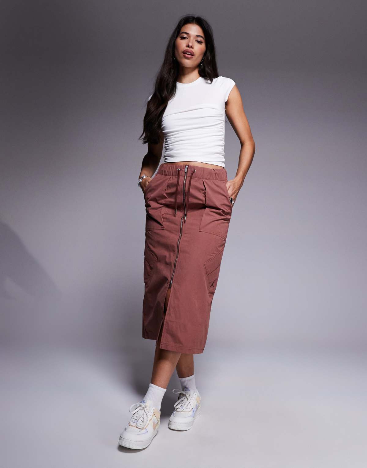 Jordan Flight Chicago maxi skirt in burgundy