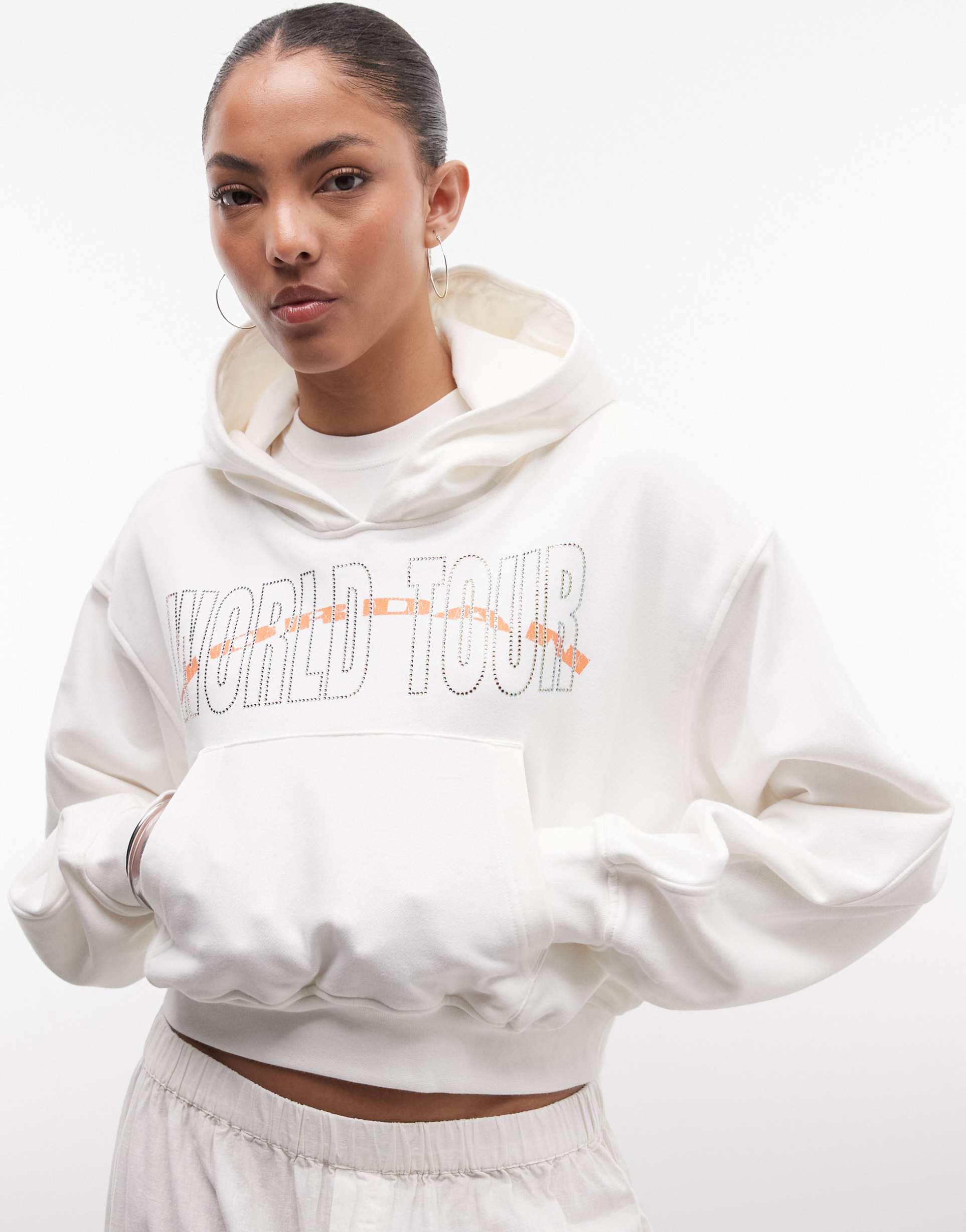 jordan flight club cropped hoodie in beige