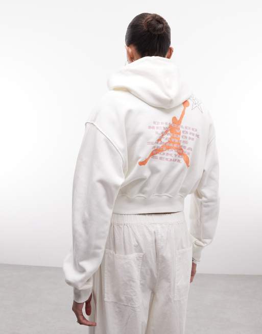 Jordan Flight Club cropped hoodie in beige, 4 of 4