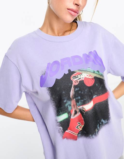 Jordan flight club graphic heritage t shirt in sky purple ASOS