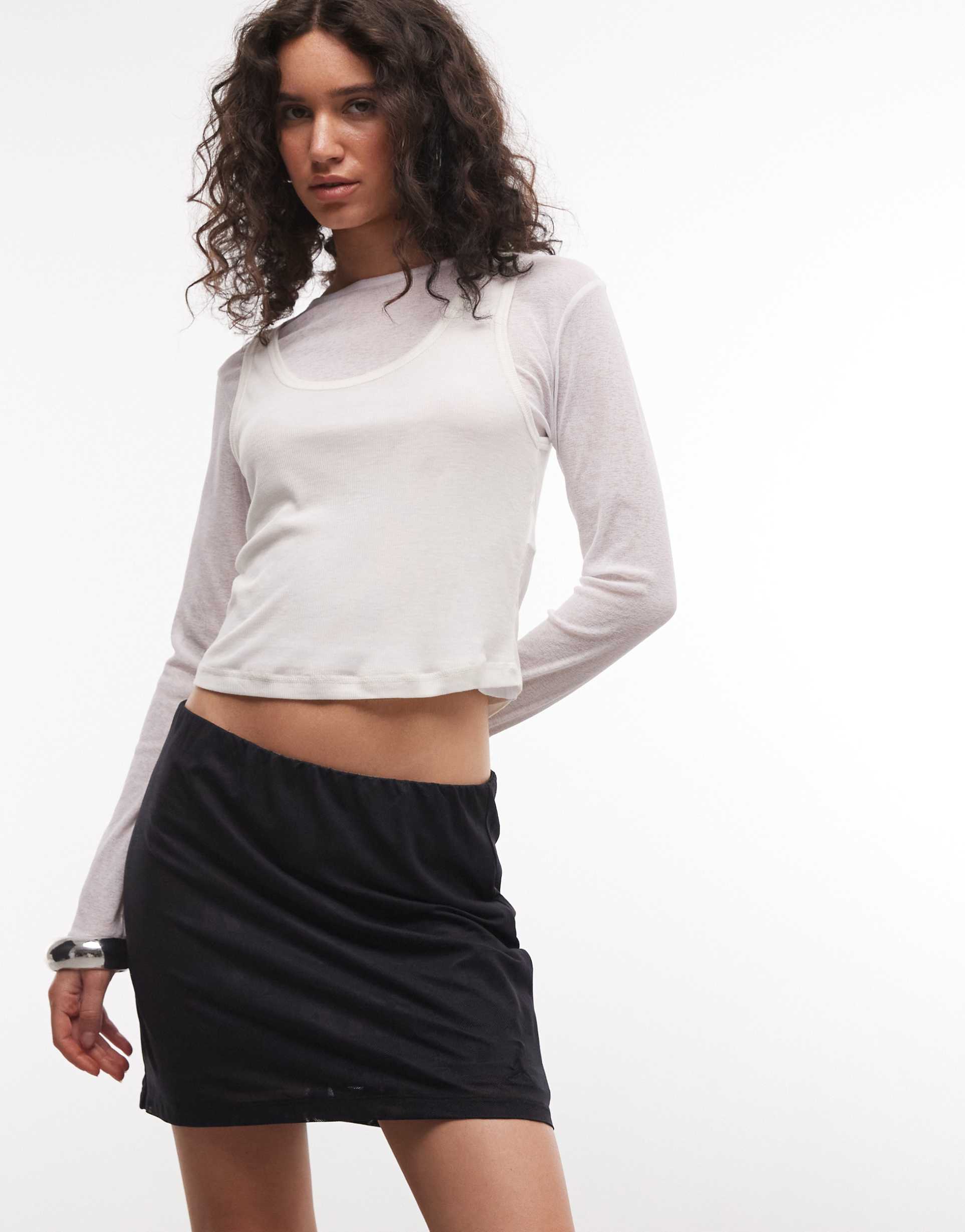 jordan flight club open knit skort in black