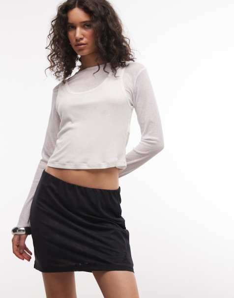Jordan Flight Club open knit skort in black