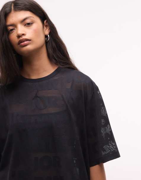 Jordan Flight Club open knit t-shirt in black - view 1