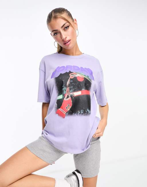 Jordan – Flight Club – Vintage-T-Shirt in Himmel-Lila mit Grafikprint