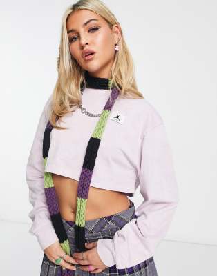 Jordan Jordan Flight crop long sleeve top in washed lilac-Purple