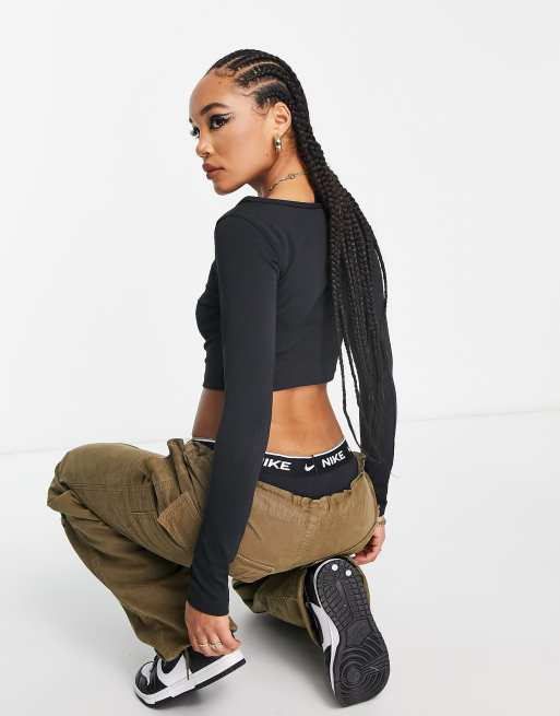 Jordan Sport long sleeved crop top in black