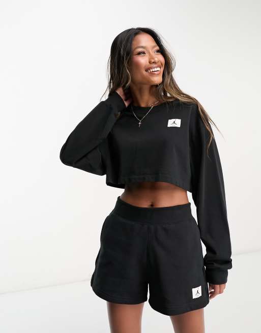 Jordan - Flight - Cropped T-shirt met lange mouwen in zwart