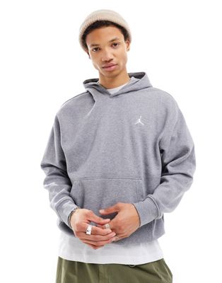 Jordan Flight Essential mini logo fleece hoodie in grey - ASOS Price Checker