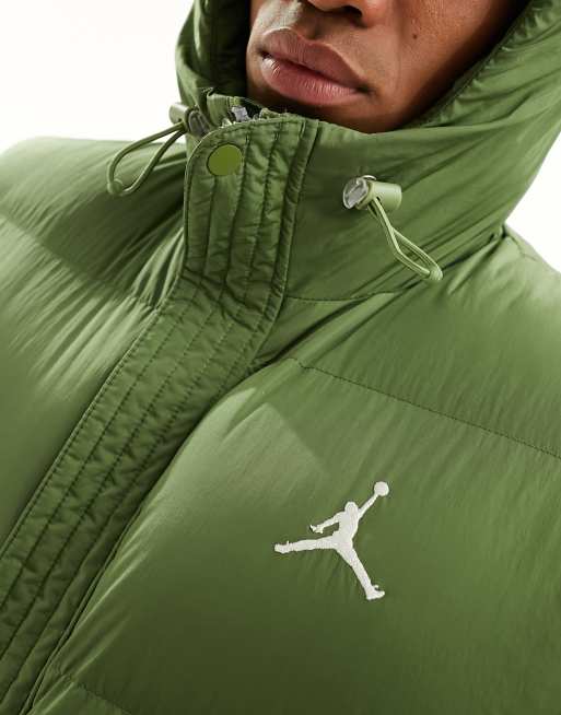 Jordan Flight Essentials hooded puffer coat in olive green | ASOS