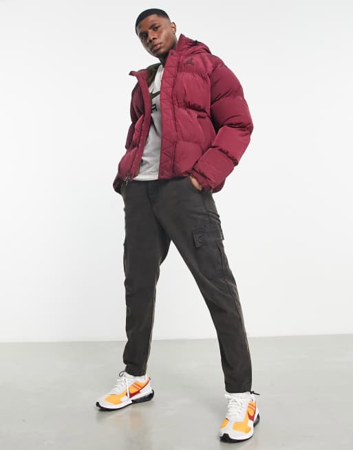 Red jordan puffer on sale jacket