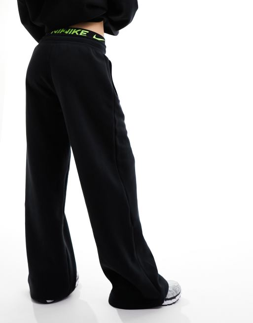 Nike Air Fleece wide leg sweatpants in black