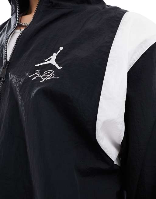 Jordan varsity jacket black and white deals