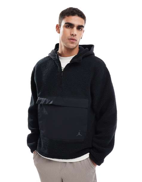 Jordan – Flight – Teddyfell-Kapuzenpullover in Schwarz mit kurzem Reißverschluss - view 1
