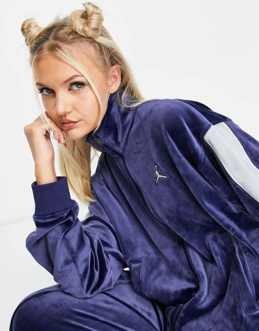 Velour best sale tracksuit navy