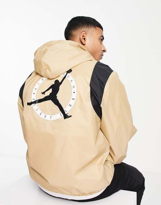 Jordan – Gewebte Jacke im Blockfarbendesign in Stein mit halblangem Reißverschluss