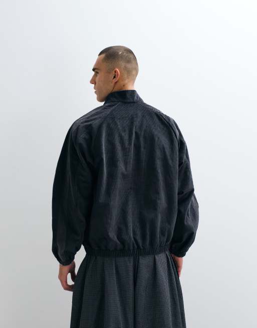 Jordan giacca in corduroy nera con mezza zip e logo, 5 di 5