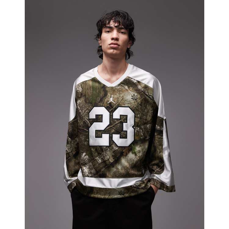 Jordan graphic long sleeve jersey t-shirt in real tree camo | ASOS